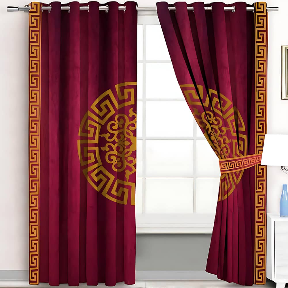 2 Pieces Premium Splendid Velvet Curtain Panels with 2 Matching Belts –
