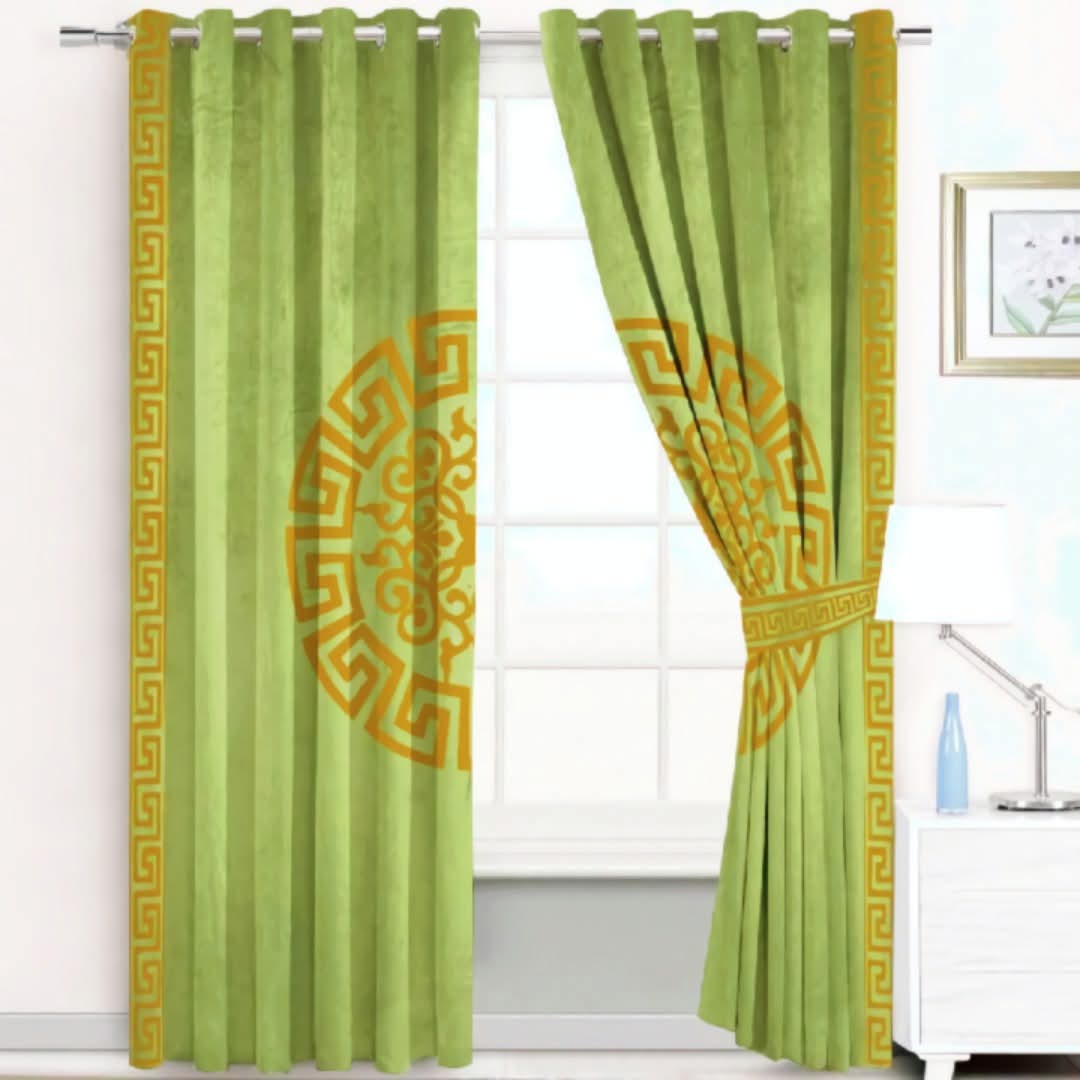 2 Pieces Premium Splendid Velvet Curtain Panels with 2 Matching Belts –