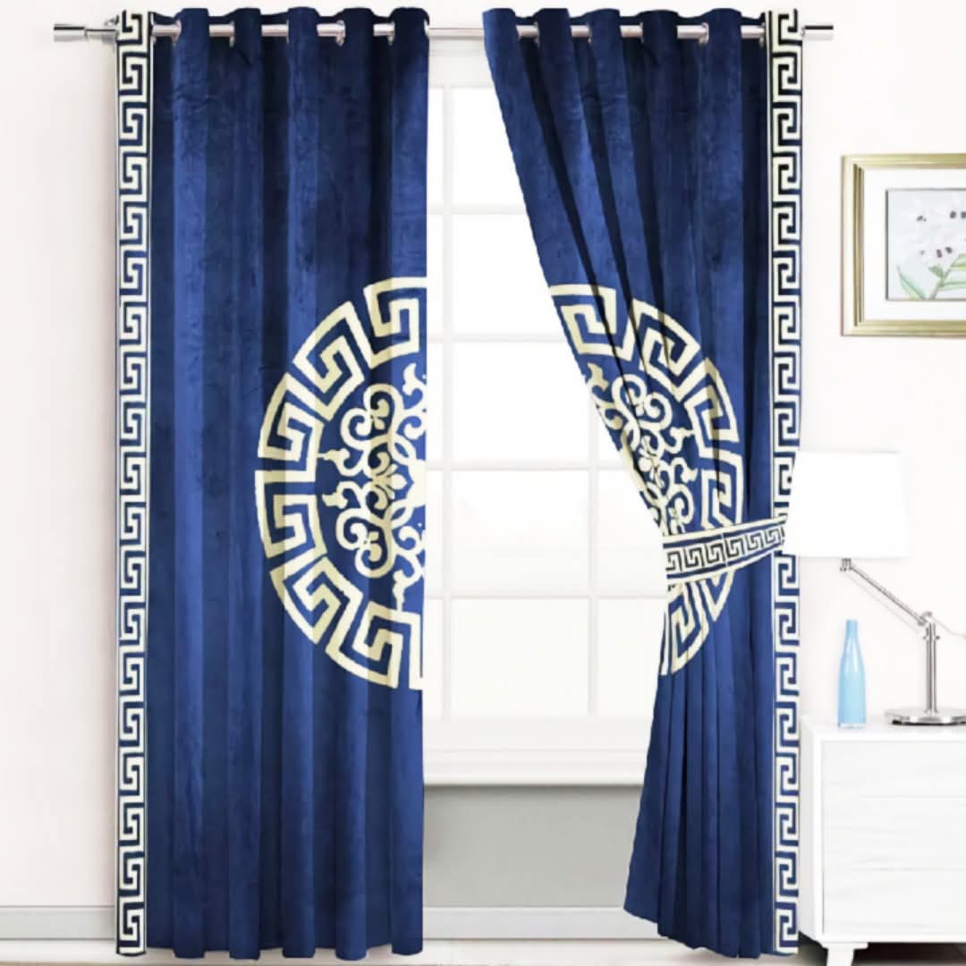 2 Pieces Premium Splendid Velvet Curtain Panels with 2 Matching Belts –