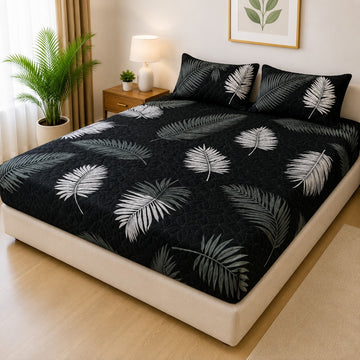 Printed Fancy Quilted Waterproof Mattress Fitted BedSheet With Pillows Covers