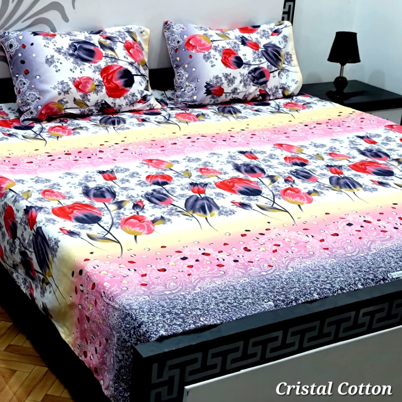 3Pc Crystal Cotton Bed Sheet Set
