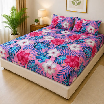 Printed Fancy Quilted Waterproof Mattress Fitted BedSheet With Pillows Covers