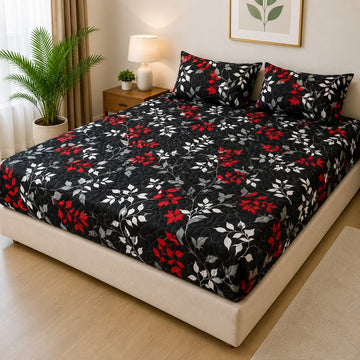 Printed Fancy Quilted Waterproof Mattress Fitted BedSheet With Pillows Covers