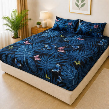 Printed Fancy Quilted Waterproof Mattress Fitted BedSheet With Pillows Covers