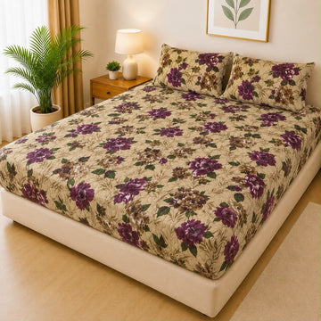 Printed Fancy Quilted Waterproof Mattress Fitted BedSheet With Pillows Covers