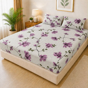 Printed Fancy Quilted Waterproof Mattress Fitted BedSheet With Pillows Covers
