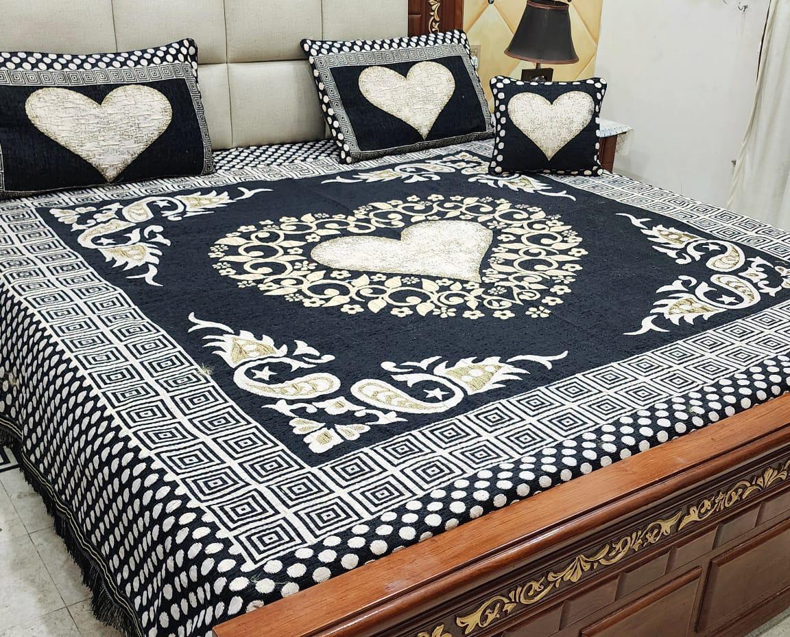 🌟 ROYAL VELVET JACQUARD 4Pc BEDSHEET SET – KING SIZE 🌟