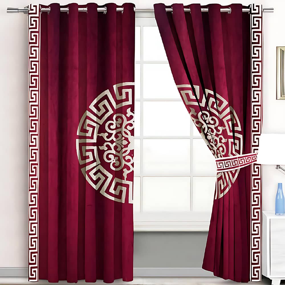 2 Pieces Premium Splendid Velvet Curtain Panels with 2 Matching Belts –