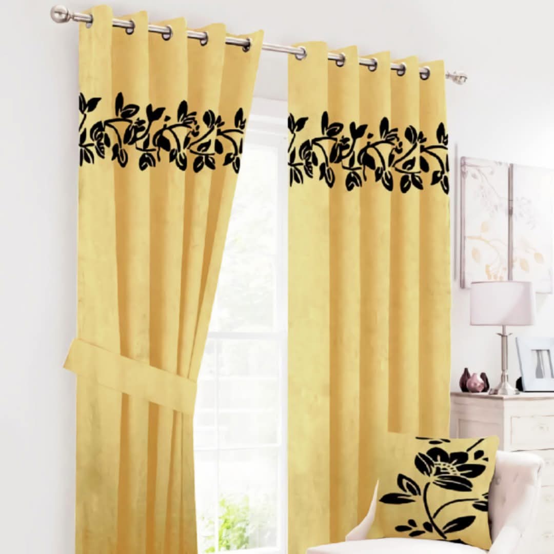 2 Pieces Luxury Floral Velvet Curtains